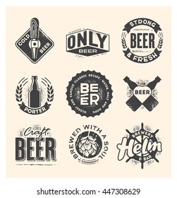 Collection of beer labels vintage style. Set of vector designs to decorate a bottle cap or poster.
