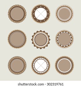 Collection of beige brown vintage badges and labels templates