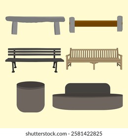 collection of bench sets with different types