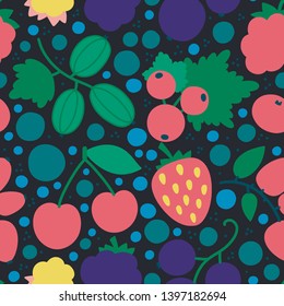 A collection of berries isolated on a background. Colorful flat vector illustration.