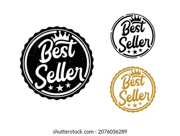 Collection of best seller badge logo illustration. Stamp label circular round design template