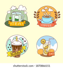 Collection Of Beverage Logos Doodle Illustration