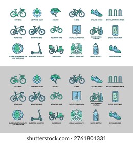 Collection of bicycle and cycling icons