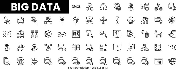 A collection of big data icons representing analytics and technology.
