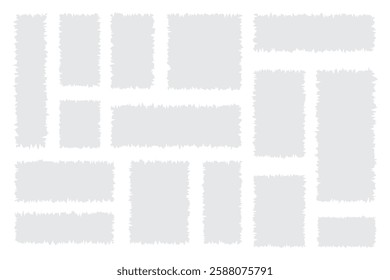 Collection of a big set of white torn paper sheets with isolated realistic shadow effect, collection of ripped paper strip element set. Clipart ripped paper set design eps 10