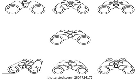Collection of binocular outlines in various perspectives on a white background