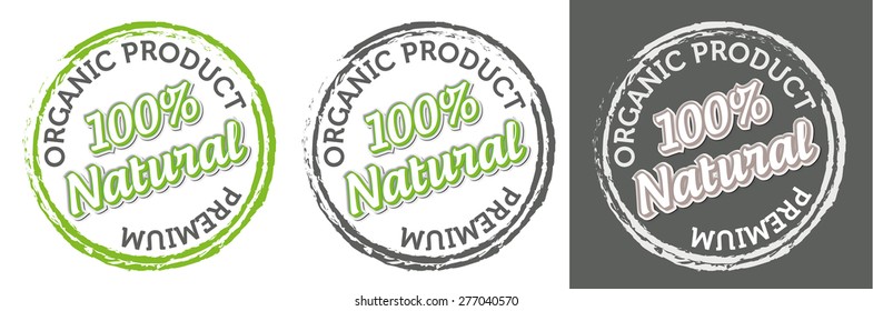 Collection of bio organic food labels - fresh farm, isolated, vector illustration