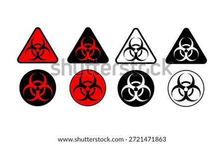 collection of biohazard warning signs in various colors and shapes on transparent background