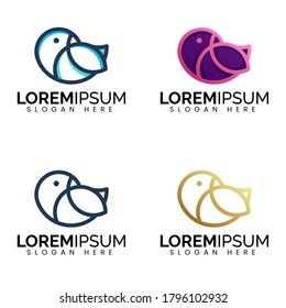 A collection of bird logo templates in line art style