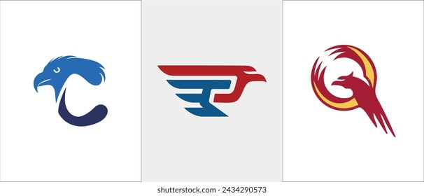 colección de logotipos de pájaros con combinaciones de letras
