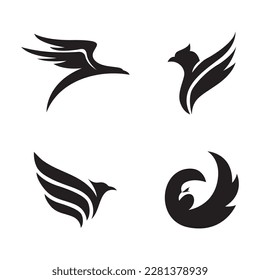 Collection of bird logos of various shapes