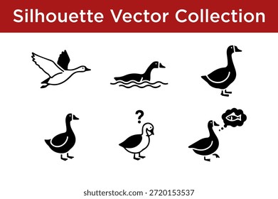 Colección de siluetas de aves aisladas sobre fondo blanco
