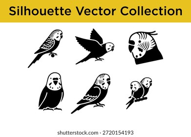 Colección de siluetas de aves aisladas sobre fondo blanco