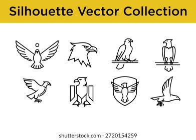 Sammlung von Vogelsilhouetten einzeln auf weißem Hintergrund
