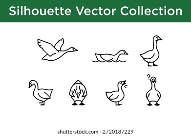 Colección de siluetas de aves aisladas sobre fondo blanco