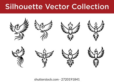 Colección de siluetas de aves aisladas sobre fondo blanco