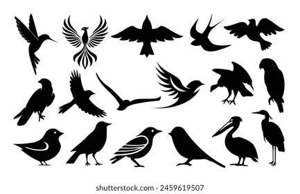 collection of bird silhouettes set