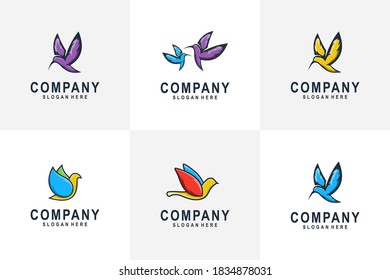 Collection of bird vector design illustration.