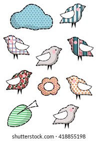 collection of birds decorated with elegant pattern
