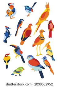 Collection of Birds Vector. Colorful Bird set. Flying bird logo set icon