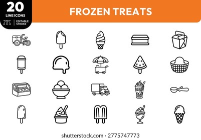 Collection of bite sized dessert icons suitable for menus packaging and social media