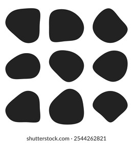 A collection of black abstract blob shapes, ideal for enhancing digital designs, presentations, and print materials. Fully scalable for creative flexibility.
