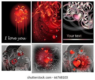 Collection black abstract that with hearts