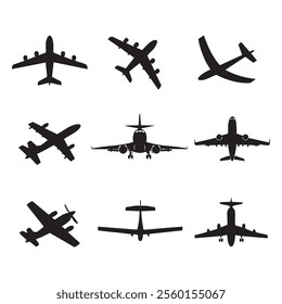 Collection of Black Airplane Silhouettes