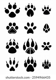 Collection of Black Animal Paw Prints