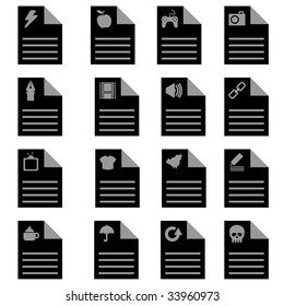 collection of black application file icons, set 2