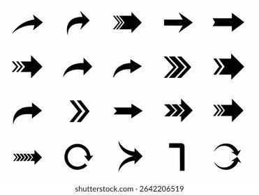Collection of Black Arrow Icons and Symbols