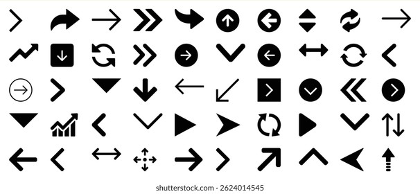 Collection of black arrow icons for web design