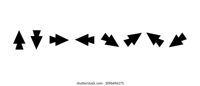Collection of black arrows.  Flat icons for apps and websites.  templates