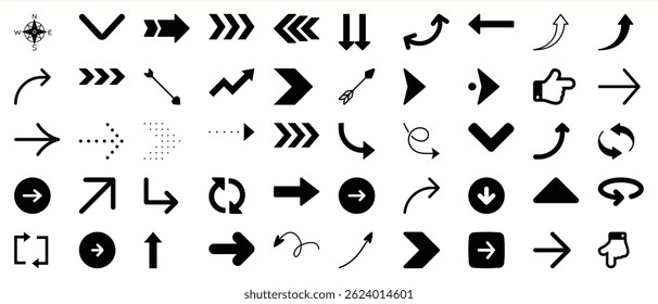 Collection of black arrows pointing in different directions