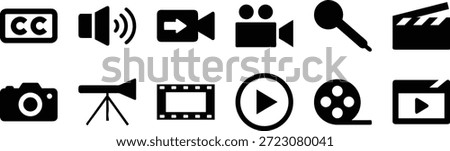 Collection of black and audio on white background closed captions sound volume