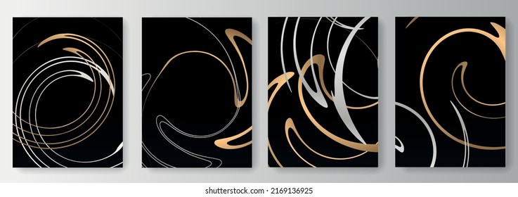 Sammlung von schwarzen Hintergründen in Gold- und Silbermustern