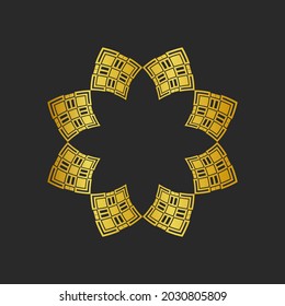 Collection of black backgrounds and golden geometric elements. Set of labels, icons, logos and seamless patterns. Templates with luxury foil for packaging