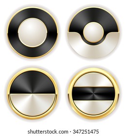 Collection of black badges with gold border