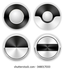 Collection of black badges with silver border