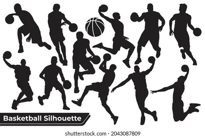 Collection of Black Basketball Player Silhouettes