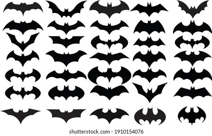 Collection of black bat Sticker or symbols	
