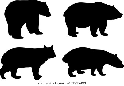 Collection of black bear silhouettes, including cubs and adults.