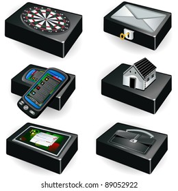Collection of black boxes - most common icons