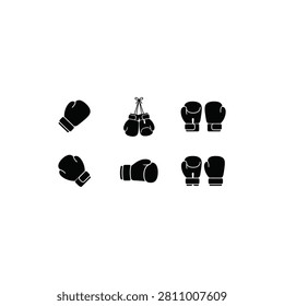 Collection of black boxing gloves