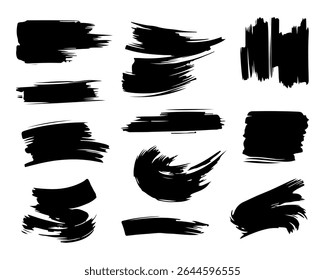 Collection of Black Brush Stroke Elements