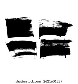 Colección de marcas de trazo de pincel negro en una superficie blanca