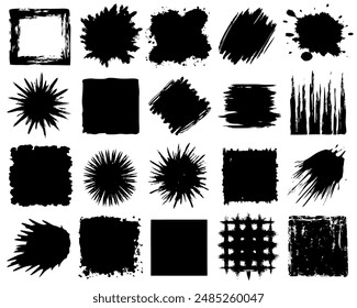 A collection of black brush strokes displayed on a white backdrop