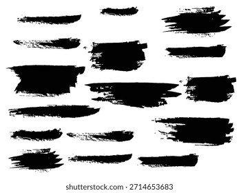 Colección de pinceladas negras aisladas sobre fondo blanco