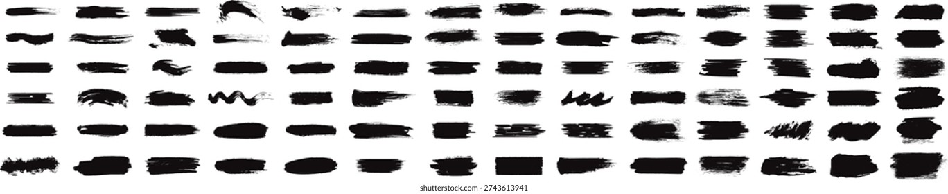 Collection of black brush strokes on a white background