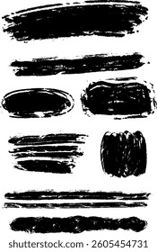 Collection of Black Brush Strokes and Textures, Hand painted ink brush collection